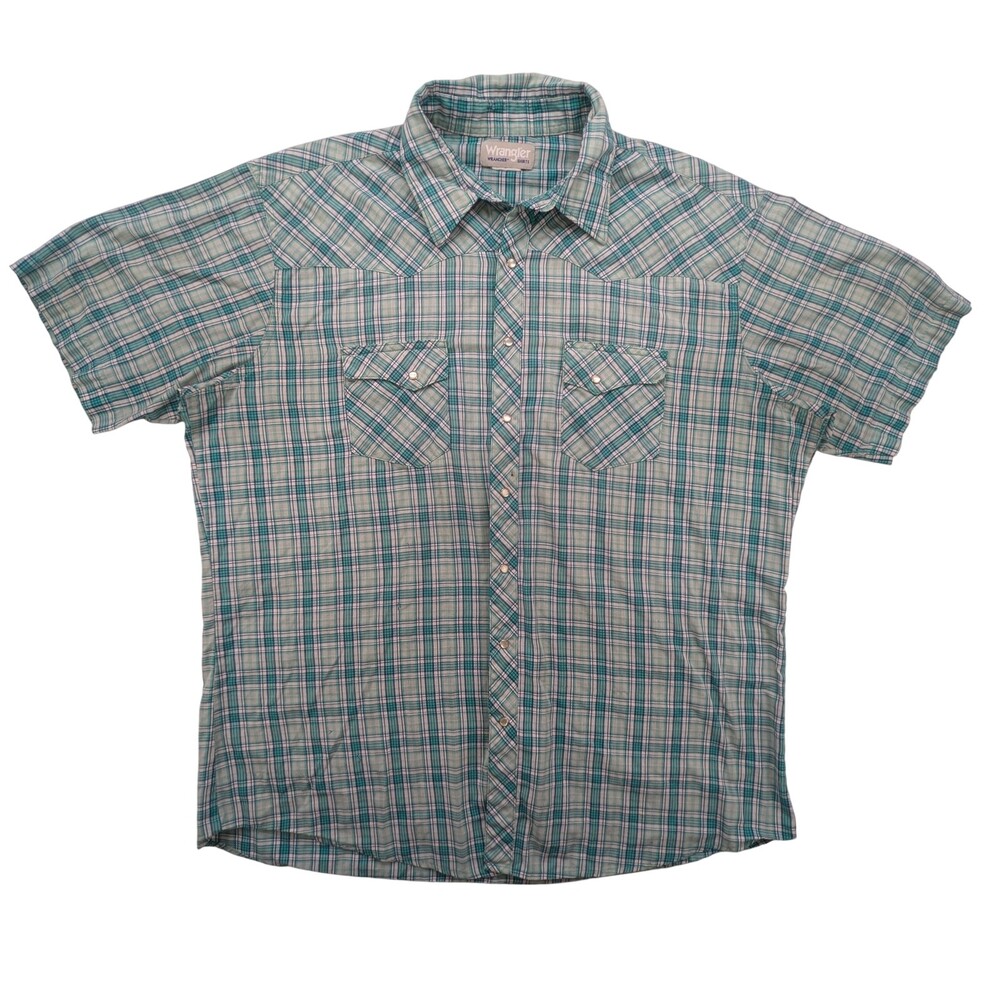 Wrangler Wrancher Shirt Mens 2XT Plaid Pearl Snap Western Cowboy MTW1448
